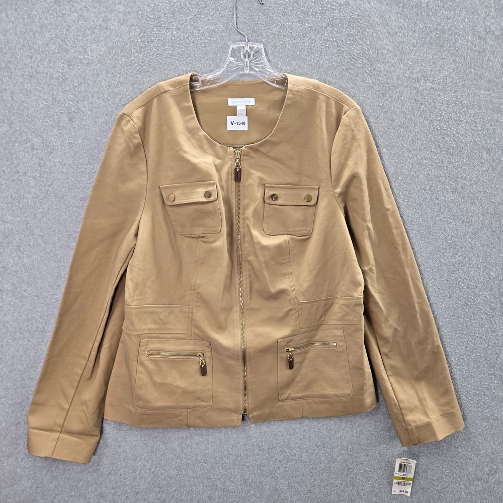 Charter Club Women Jacket‎ 14 Beige Vintage Khaki Safari In The Dunes NWT